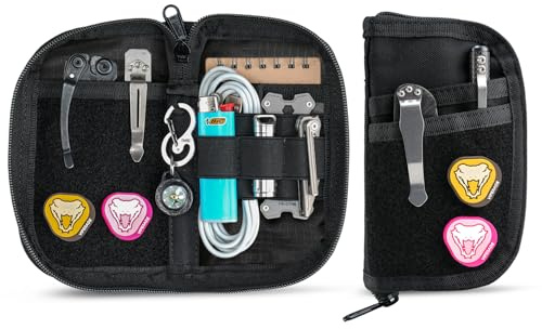 VIPERADE VE22 EDC Pouch Small Pocket Organizer with 9 Compartments, Pocket Tools Pouch with DIY Patches Areas, Compact Multitool Organizer Bag for Men