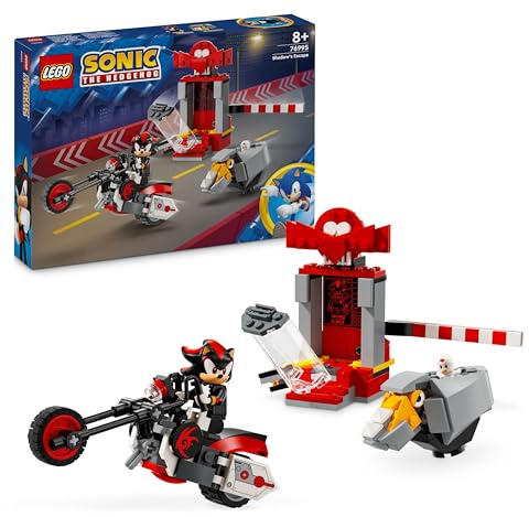 LEGO Sonic the Hedgehog Shadow the Hedgehog Escape, Motorbike Toy for Kids, Boys & Girls aged 8 Plus with Buildable Lab, Badnik Rhinobot & Clucky Video Game Character Figures, Gifts for Gamers 76995