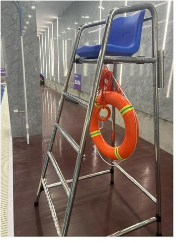 Pool Stuhl 180cm hoher Rettungsschwimmerstuhl Außendeck für Schwimmbad, die Terrasse am Pool, robuster, erhöhter aus Edelstahl für Erwachsene/Sporttrainer/Kinder, Tragfähigkeit 330kg