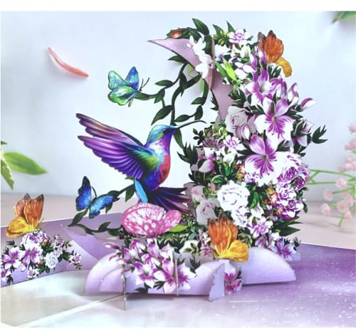 SENDAPOP Mothers Day Pop Up Card, Hummingbird Birthday Card, Pop Up Birthday Cards for Women, Wife, Mom, Daughter, Grandma, Mother's Day Card, 3D Pop Up Birthday Card
