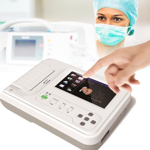 GBHJJ Monitor ECG PortáTil,Monitor De Salud CardíAca en Hogar, Monitor ECG/EKG de 12 Canales, con Modo DemostracióN Forma Onda ECG, Registro de Formas Onda para Fines MéDicos