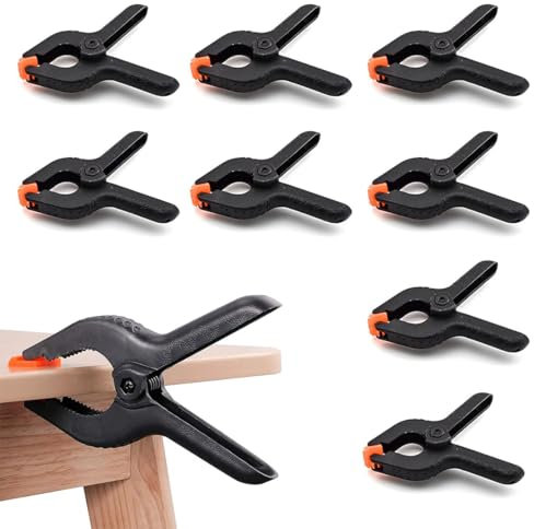 MEXRUMI 8 Pièces Pinces À Ressort 2 Pouces Pinces Pince A Ressort Plastique Pince De Serrage Serre Joint Nylon Clips Pour Travaux Du Bois Et Studio De Photographie (Noir)