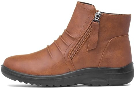 Softlites Womens Tan Zip Up Ankle Boot