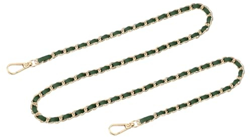 QUARKZMAN Reemplazo Cadena Bolso, 100cm Correa para Bolso Bandolera de Bolso para Mujer Cadena Metálica Plana PU Accesorio para Bolso de Mano Bolso Cruzado Crossbody (Dorado Verde Oscuro)