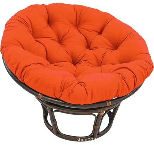 Generico Cuscino per Sedia Papasan 120 Cm 110 Cm,Cuscino da Seduta Impermeabile per Papasan,Cuscino da Pavimento Rotondo Spesso,Cuscino di Ricambio per Sedia Sospesa in Rattan,Arancia,100 * 100cm