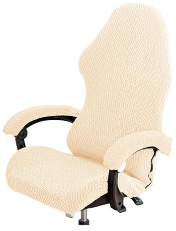 QWWQYDY Gamingstolsöverdrag, tjockt tyg, tjockt elastiskt spelstolsöverdrag, med dragkedja, slitstark stol för dator (beige)