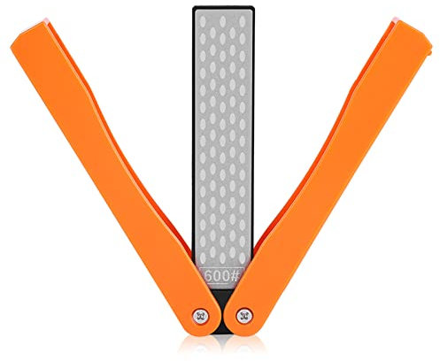 GYZOUKA Folding Double Sided Sharpening Stone Tool 400 600 Grit Knife Sharpener Stone Whetstone for Outdoor Camping Garden Kitchen (Yellow)