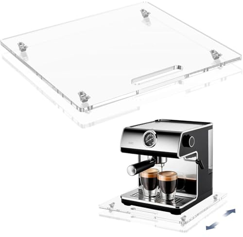 Vassoio scorrevole per macchina da caffè - scivolo acrilico per macchina da caffè con ruote in, vassoio rotolante 36 x 33 cm per spostamento stazione di birra utility -