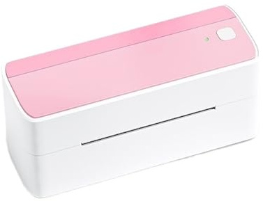 CCZRD Impresora De Etiquetas Térmicas con Bluetooth, 118mm, Portátil Postales Dirección, Ampliamente Utilizada Impresión Rápida Nítida Cada Etiqueta(White Pink)
