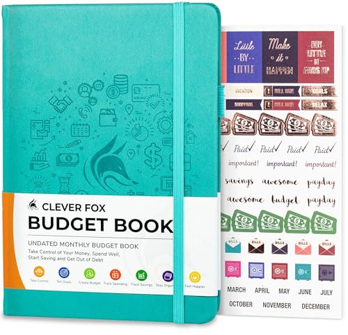 Clever Fox Budget Book – Financial Planner Organizer & Expense Tracker. Money Planner Account Notebook for Monthly Budgeting. Compact (Turquoise)