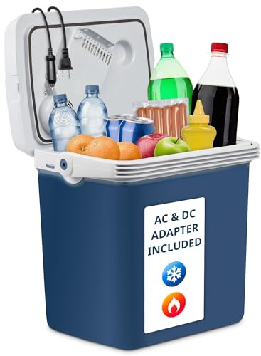 Ivation - Electric refrigerator and heater with handle, 27 litres (25 litres), portable thermoelectric cooler for vehicles and trucks, 110 V AC household power cable and