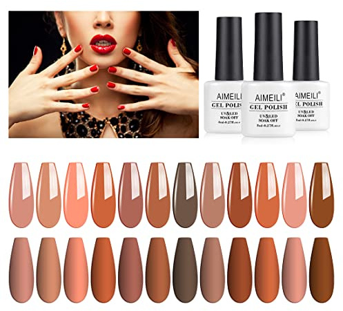 AIMEILI Gel Nail Polish Set, 8ml 12 Colours Soak Off UV LED Gel Nail Polishes Nail Art Gel Polish Gift Kit 1