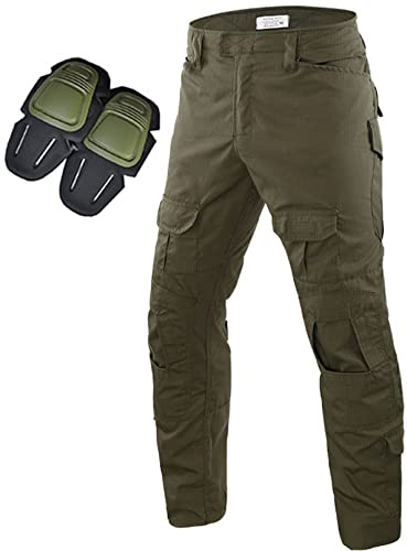 Uugood Pantalones Militares Hombre Pantalones tácticos multicámara Multi-Bolsillos Camuflaje Combat BDU Pantalones de Paintball Airsoft Caza Disparo Camo con Rodilleras