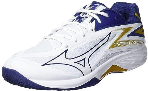 Mizuno Unisex Training Volleyball Shoes, White Blueribbon Mp Gold, 45 EU
