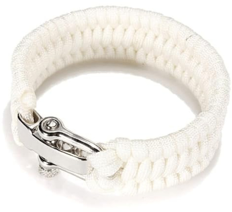 SEIWEI Paracord Survival Bracelet, Parachute Rope Woven Outdoor Bracelet with Adjustable Stainless Steel Buckle for Camping, Boating and Hiking (White)