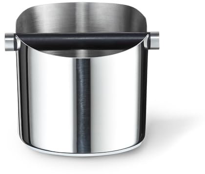 Tchibo Knock-Box Abklopfschale, für Siebträger Espressomaschine, zur leichten Entsorgung des feuchten Kaffeesatzes, Silber/Schwarz, Edelstahl und Gummi