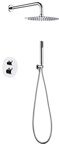 MICE - Set doccia, Kit termostatico Doccia Incasso Parete - 2 vie - Rubinetteria bagno termostatico Cromato