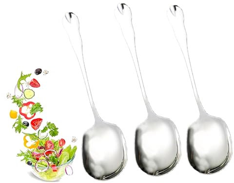 Aatpuss 3 Cucchiai Da Tavola, Cucchiai Lunghi In Acciaio Inox, Cucchiaio Da Portata, Cucchiaio Da Pranzo Rotondo, Facile Da Pulire, Lavabile In Lavastoviglie Per Utensili Da Cucina Di Ristoranti e
