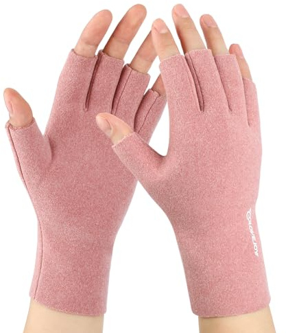 AYPOW Guantes sin Dedos para Mujer, Guantes Prueba de Viento Darlon Ultra Térmicos de Invierno con Forro Polar, Guantes de Medio Dedo, Conducir Trabajar Escribir Escribiendo Correr, Regalo para Mujer