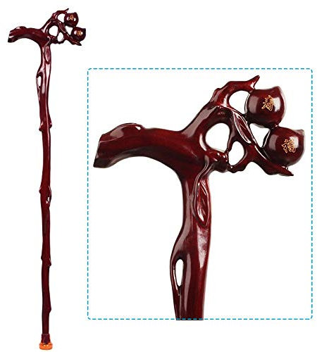 Canne en Bois Robinet Bâton De Marche Séquoia Vieil Homme Béquilles Sculpture sur Bois Cadeaux d'anniversaire Bâtons Antidérapants,H