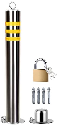 Wzmazingly Mobile Barriera Parcheggio Auto, Rimovibile In Acciaio Inox Dissuasore Parcheggio Per Vialetti, Riflettente Parcheggio Privato Paletto Di Avvertimento, Altezza 600mm