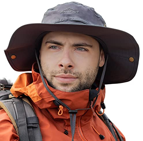 Comhats Sun Hat for Women Small Head Wide Brim UV Safari Bonnie Hats for Summer Outdoor Hiking Fishing Walking, Waterproof & Windproof Dark Grey M