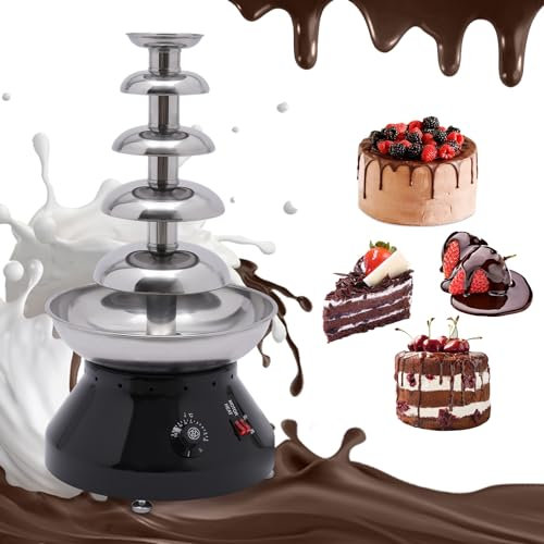 biniliubi Fontaine Chocolat Tour Acier Inoxydable Fondue Chocolat Appareil A Fondue Chocolat Mini-Fondue éLectrique Anniversaire Mariage FêTe Fondoir Chocolat Professionnel Commercial