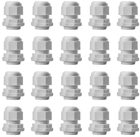 M20 Cable Glands Mixed Set, 20PCS Waterproof Stuffing Glands, IP68 Locknut Stuffing Glands for Electrical Boxes Junction Boxes Wall-Mounted Distribution Boxes