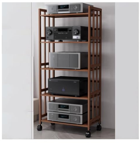 Mueble Equipo Hifi Mueble De 5 Niveles De 62 Pulgadas De Alto For Equipos Estéreo, Centro De Entretenimiento De TV De Esquina Móvil, Torre De Almacenamiento De Componentes AV, Estantería De Audio Y Vi