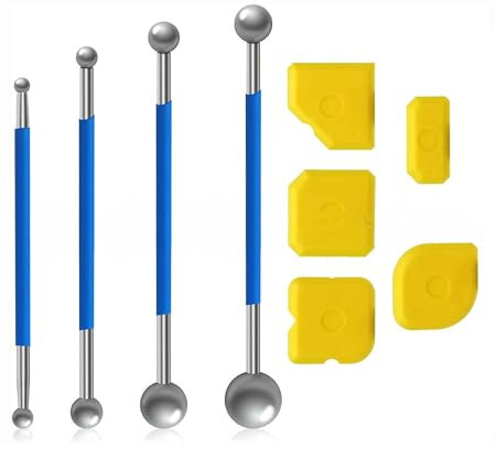 Lot de 9 grattoirs pour joints - Outil de masquage 3 en 1 - Extracteur en silicone - Lisseur de joints en silicone - Extracteur de joints en silicone - Pour salle de bain, cuisine, joints