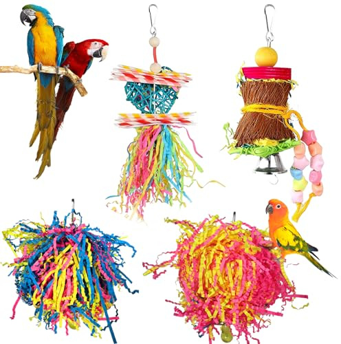 Parrot Chewing Loofah Toy for Budgie and Cockatiel Swing Climbing