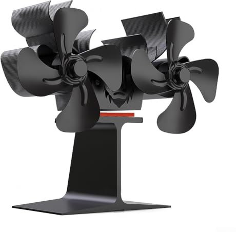Log Burner Fan, 8 Blades Double Head Stove Fan, Silent Operation Wood Burning Fan Heat Powered, For Wood Burning Stove, Fireplace Accessories Tool