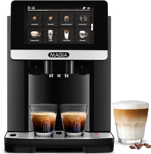 Zulay Magia Super Automatic Espresso Maker Machine with Grinder - 19 Fully Customizable Coffee Options, Auto Cleaning, Milk Foam System - for Latte, Cappuccino- Prime - Silver (13.8x18x9.4)