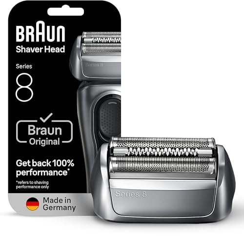 Braun Series 8 Elektrorasierer Scherkopf 83M – ORIGINAL Ersatzscherteil und Rasierer Zubehör vom Hersteller – Made in Germany, Kompatibel mit allen Braun Series 8 Rasierern – Silber