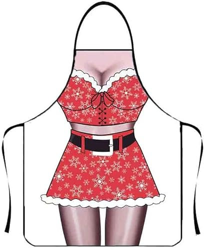 WOO LANDO Grembiule da cucina con fascia da collo da annodare, impermeabile, 73 x 57 cm (X-MAS)