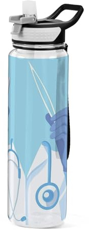 KLL Doctors Day Scalpel Sports Bottle Tritan Reusable Water Bottle with Nozzle for Bike 32oz