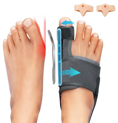 XFSRG 2 Pezzi Alluce Valgo Correttore con 2 Separatore Dita Piede Sollievo Dal Dolore Regolabile Correttore per Donna e Uomo