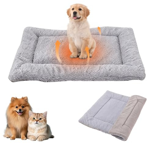 BUKLUKE Hundebett Flauschig, 38 x 58 cm Hundebett Waschbare Hundematte, Hundekissen für Dog Cat Pets, Größe: S (Grau)