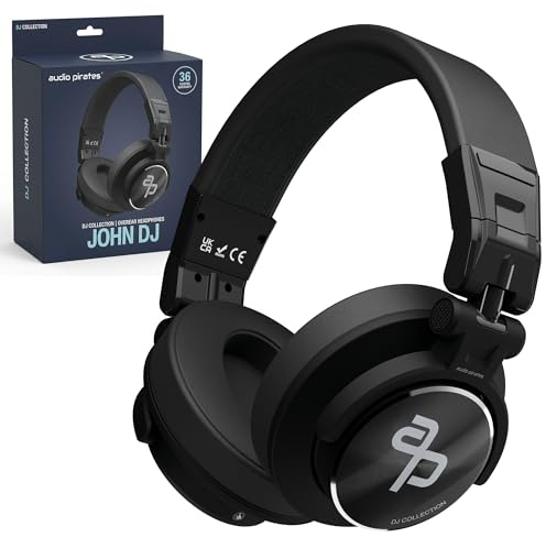 audio pirates - John DJ – Cuffie Over-Ear Studio – Cuffie jack con custodia, suono Hi-Fi, cavo 3 m e adattatore da 6,3 mm – cuffie PC, cuffie DJ – jack (1)
