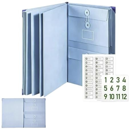 in Case I Die Folder, in Case I Go Missing Folio Document Organizer with Labels and Stickers, Important Folio Life Book Document Organizer, Accordion File Folders with Pockets, for Receipts(Blue)