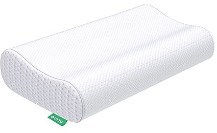 UTTU Memory Foam Kissen, Kopfkissen zur Linderung von Nackenschmerzen, Ergonomisches Nackenkissen Sandwichkissen, verstellbares Memory Schaum Kissen 60x36x12/10cm