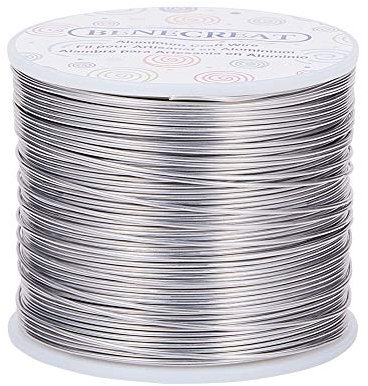 BENECREAT 18 Gauge (1mm) 492 Feet (150m) Anlaufbeständiger Aluminiumdraht Grundfarbe für Schmuck Perlenstickerei Modellskelett