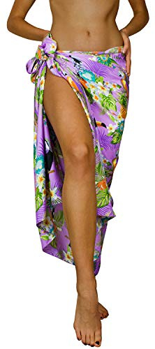 King Kameha Hawaii Sarong Pareo Spiaggia Wickel Donna Funky Casual Bikini Cover Up Vestito da Spiaggia Costume da Bagno Pappagallo Cacatua Stampa, Sarong - Pappagallo Kakadu, misura grande, colore: