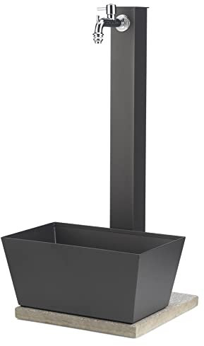 Fontana da Giardino con Rubinetto Vaschetta e Base Belfer 42/QVR Antracite