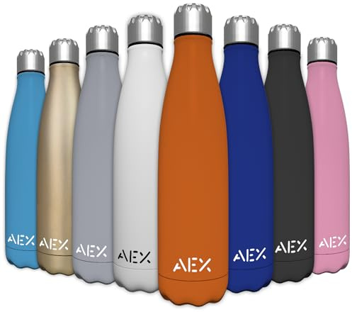 AEX Stainless Steel Matt Orange Vacuum Flask 1000ml | Double Walled Insulated Water Bottle | Hot & Cold Drinks Reusable Metal Sports Bottle for Kids & Adults