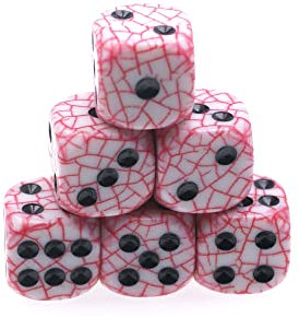Würfelzeit 7111 - Würfel w6 16 mm Cosmoo Creepy Web red w/Black (6 Augenwürfel im Polybeutel)