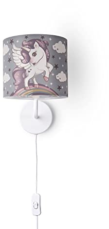 Paco Home Kinderzimmer Wandleuchte Baby Straße Feuerwehr Wandlampe Baby Lampenschirm Stoff Rund E14 Mit Stecker Und Kabel