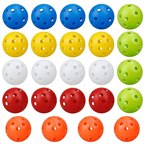 Lahviuu träningsbollar för golf, 24 st, flerfärgade med hål, plast, för inomhus- och utomhussport för barn, 42 mm