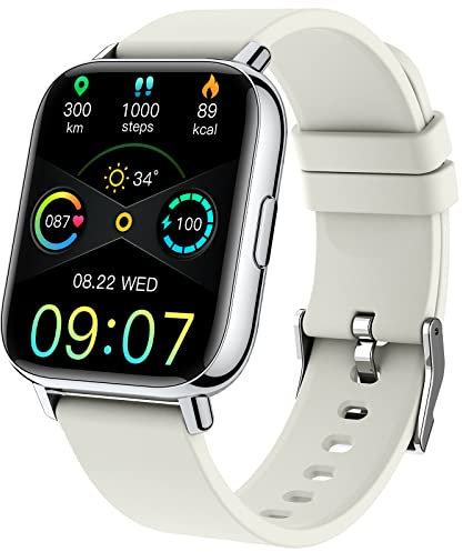 Smart Watch, Fitness Tracker 1.69 Touch Screen Heart Rate Sleep Monitor, IP68 Waterproof Fitness Watch, 24 Modes, Pedometer Step Activity Trackers Smartwatch for Men Women for Android iOS White