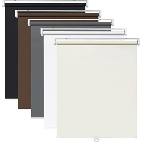 LazBlinds Cordless Roller Shades, Tool-Free, Drilling Free, 100% Blackout for Windows, UV Protection Thermal Insulated Waterproof, Blinds and Blinds, 23W x 72H White